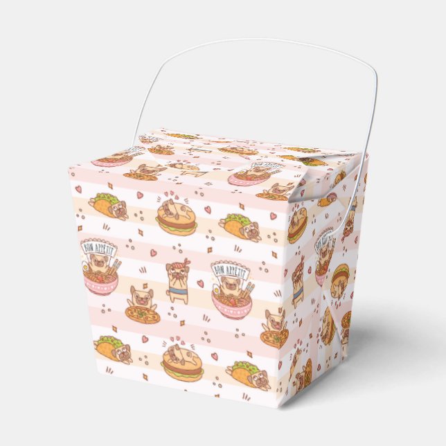 Pug Bon Appetit Hamburger Taco Food Favour Box (Front Side)