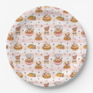 Pug Bon Appetit Hamburger Taco Food Paper Plate