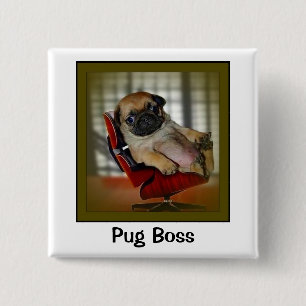 Pug Boss 15 Cm Square Badge