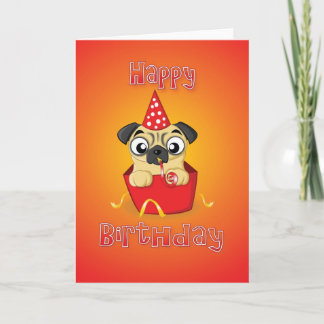 pug - box - happy birthday card
