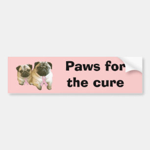 Pug Breast Cancer Bumper Sticker