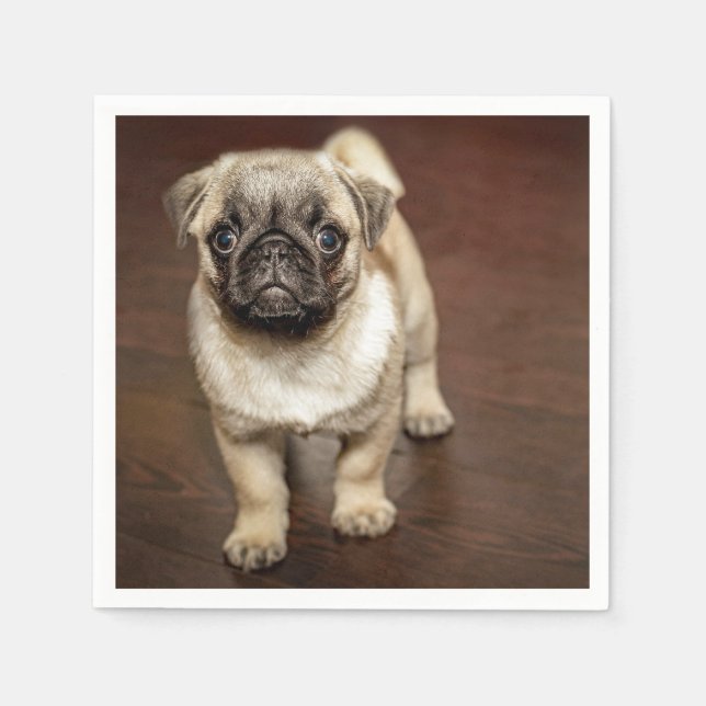 Pug Brown Dog Photo Napkin (Front)