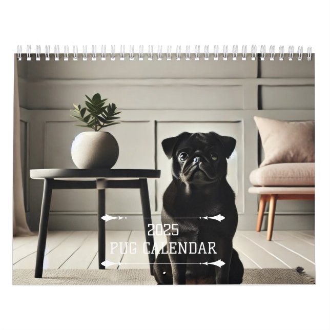 Pug Calendar 2025 Wall Calendar (Cover)