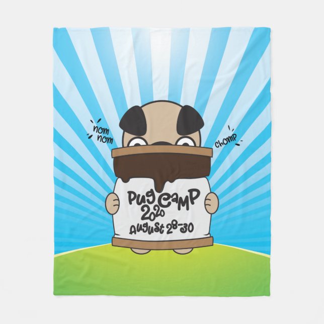 Pug Camp 2020 S'more Design Fleece Blanket (Front)