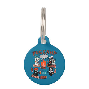 Pug Camp 2024 Dog Tag Solid Blue - Small