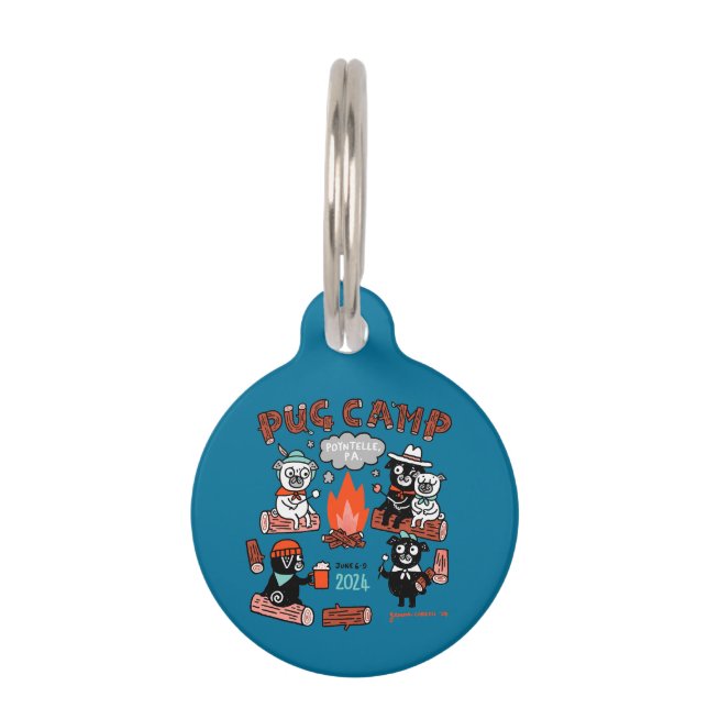 Pug Camp 2024 Dog Tag Solid Blue - Small (Front)