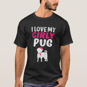 Pug Canine Pet Girl Dog Girly Gender Reveal Cute T-Shirt