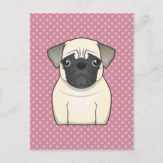Pug Cartoon Postcard (Front)