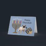 Pug Chanukah Card Menorah Dreidel<br><div class="desc">Remembering family and friends during the Chanukah season is a wonderful way to keep in touch with the people you love and care about. I created these dog Chanukah cards with love and care and I am sure anyone who loves dogs will be delighted to receive them. You do have...</div>