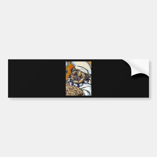Pug Chef Bumper Sticker (Front)