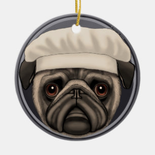 Pug Chef Ceramic Tree Decoration