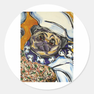 Pug Chef Classic Round Sticker
