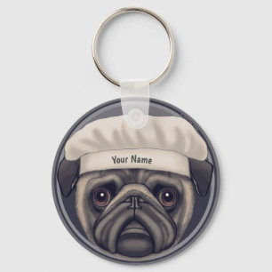 Pug Chef Key Ring