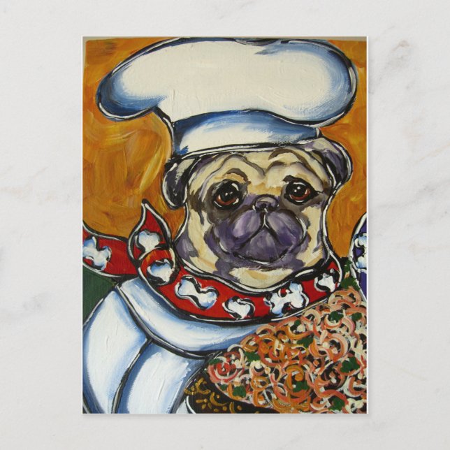 Pug Chef Postcard (Front)