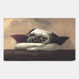 Pug Cherubs Inspired by Raphael Rectangular Sticker