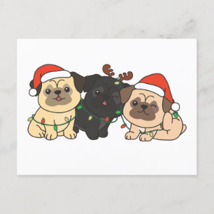 Pug Christmas Animals Cute Dogs Holiday Postcard