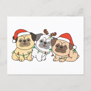 Pug Christmas Animals Cute Dogs Holiday Postcard