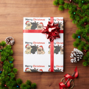 Pug Christmas Animals Cute Dogs Merry Christmas Wr Wrapping Paper