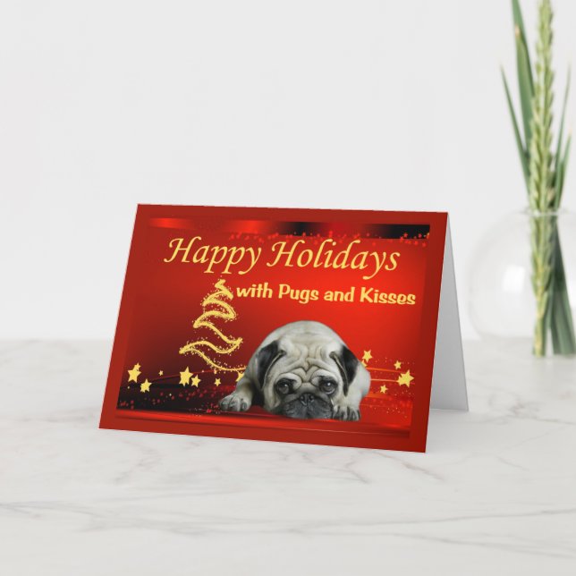 Pug Christmas Card Stars (Front)