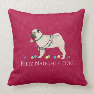 Pug Christmas Design Cushion