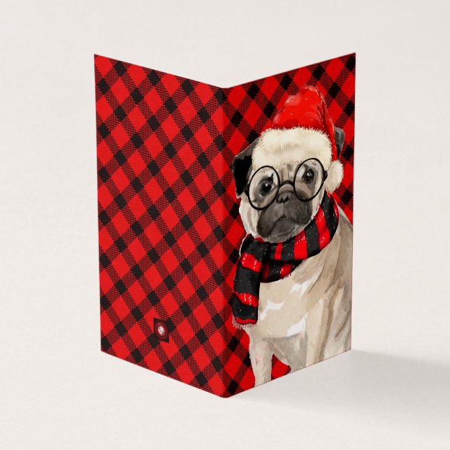 Pug Christmas Dog Red and Black Plaid (Outside)