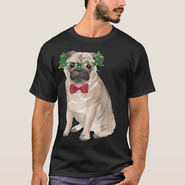 Pug Christmas Dog T-Shirt (Front)