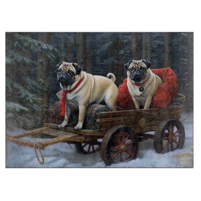 Pug Christmas Festive Season Cutting Board (Front)