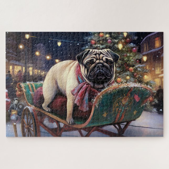 Pug Christmas Festive Season Jigsaw Puzzle (Horizontal)