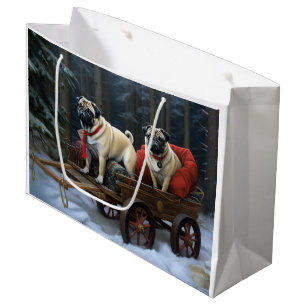 Pug Christmas Festive Season Large Gift Bag