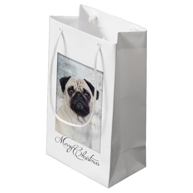 Pug Christmas Gift Bag (Back Angled)