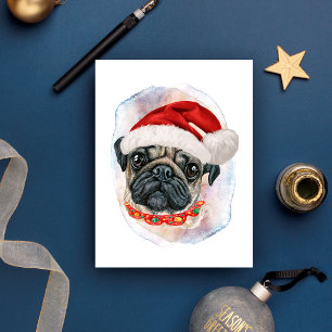 Pug Christmas Gifts For Dogs Lovers Holiday Postcard