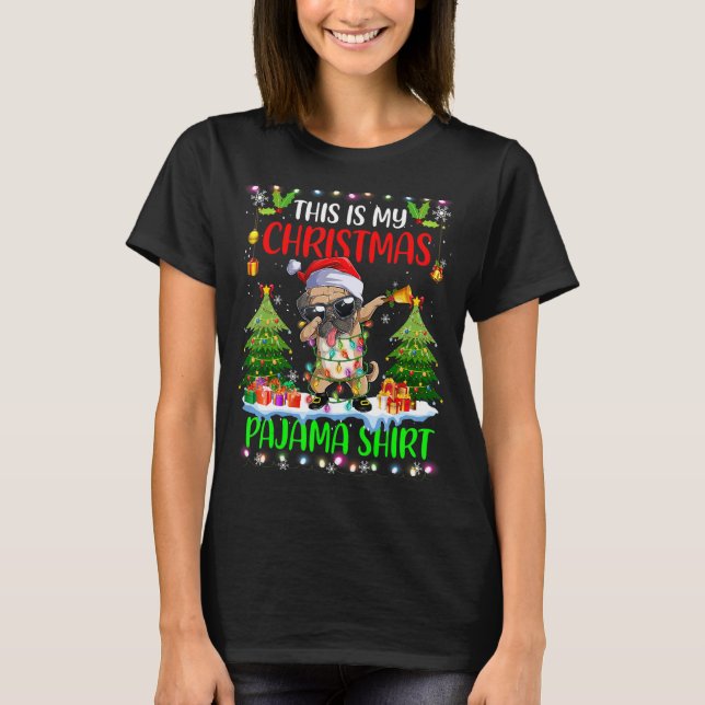 Pug Christmas Lights Santa Dog This Is My Christma T-Shirt (Front)