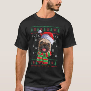Pug Christmas Lights Santa Hat Dog  Ugly Sweater