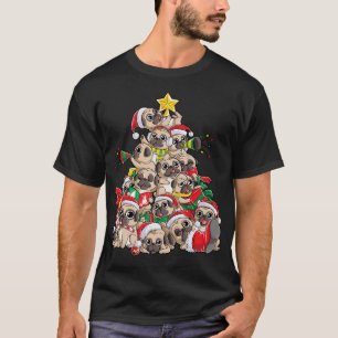 Pug Christmas Merry Pugmas Xmas Tree Santa Boys s T-Shirt
