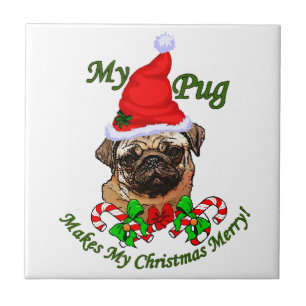 Pug Christmas Merry Tile