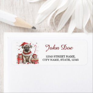 Pug Christmas Return Address Label