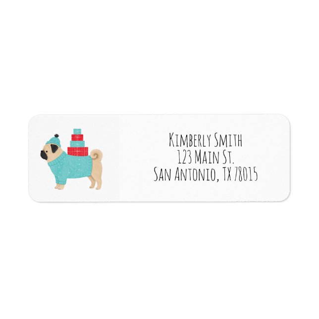 Pug Christmas Return Address  Label (Front)