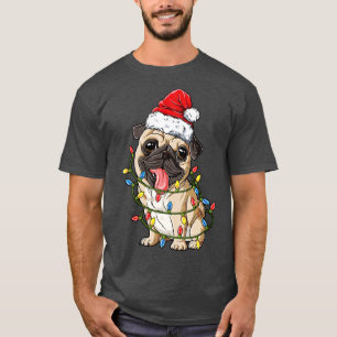 Pug Christmas Santa Hat Xmas Lights Boys Pugmas Do T-Shirt