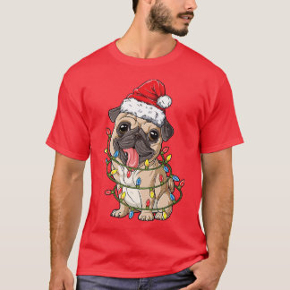 Pug Christmas Santa Hat Xmas Lights Boys Pugmas Do T-Shirt