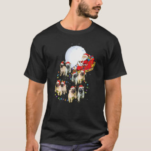 Pug Christmas Santa Sleigh Funny Pug Dog Lover Xma T-Shirt