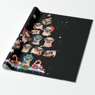 Pug Christmas Tree Dog Santa Merry Pugmas Xmas Wrapping Paper