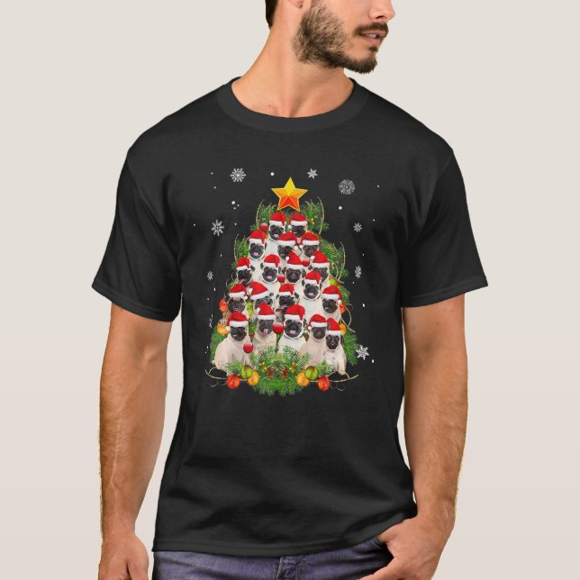 Pug Christmas Tree Funny Xmas Gifts For Pug Dog Lo T-Shirt (Front)