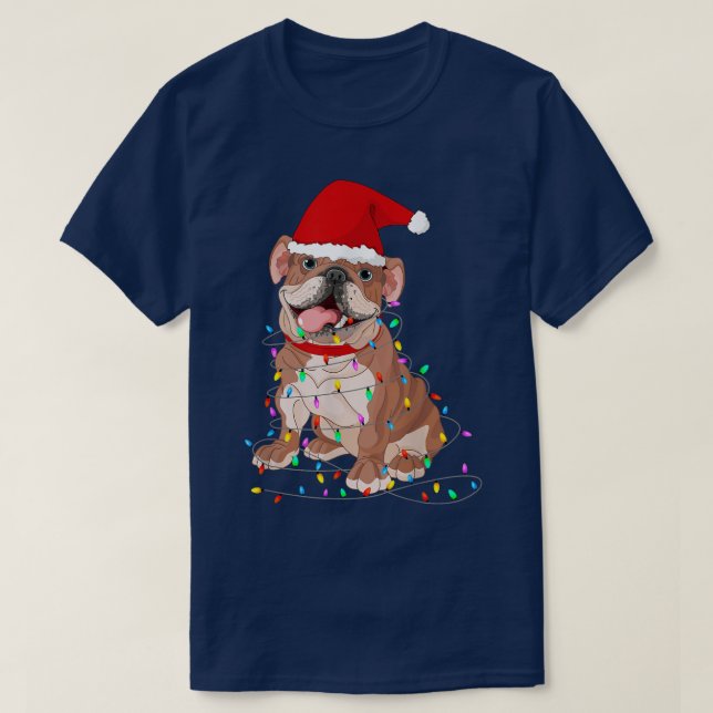 Pug Christmas Tree Lights Santa Dog Xmas Boys Pugm T-Shirt (Design Front)