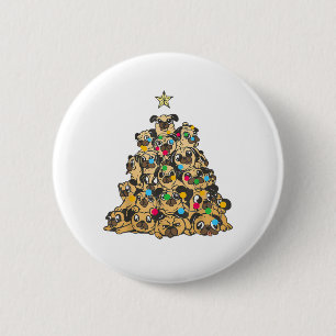 Pug Christmas Tree Merry Dogmas Cute  6 Cm Round Badge