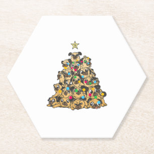 Pug Christmas Tree Merry Dogmas Cute  Paper Coaster