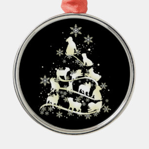 Pug Christmas Tree Pug Lover Xmas Best Gift 2022 Metal Ornament