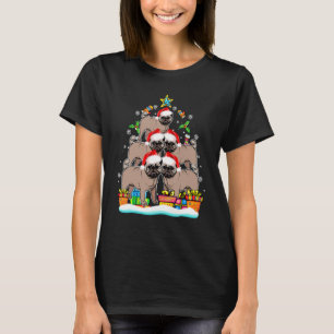 Pug Christmas Tree Santa Hat Decorations Xmas T-Shirt