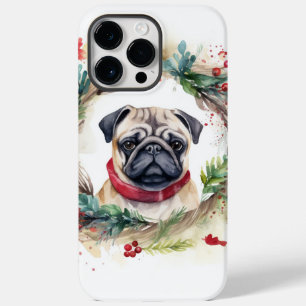 Pug Christmas Wreath Festive Pup  Case-Mate iPhone 14 Pro Max Case