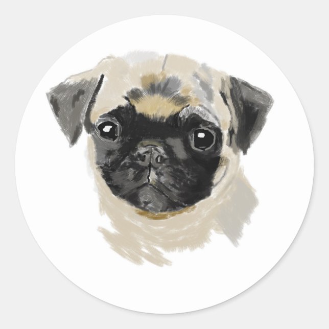Pug Classic Round Sticker (Front)