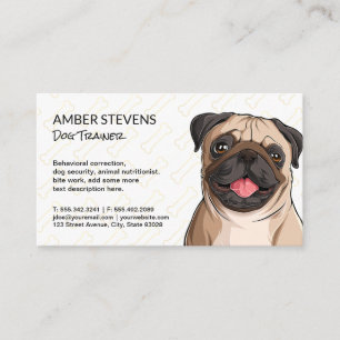 Pug Close Up Dog Bone Pattern Business Card
